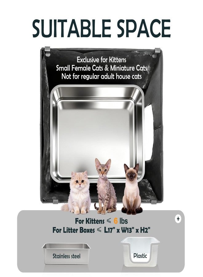 MEEXPAWS Cat Litter Box Enclosure, Small Hidden Litter Box Furniture with Removable Waterproof Liner and Divider, Velvet Washroom Bench, Dog Proof, Black, 18.9'' x 15'' x 15'' - Image 5