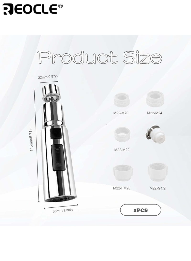 REOCLE Kitchen Tap Spray Head Swivel Spout Tap Extender Replacement Tap End Diffuser Attachment for Sink 3 Modes Anti Splash Water Saving Design for Easy Dish Washing and Cleaning - Image 2