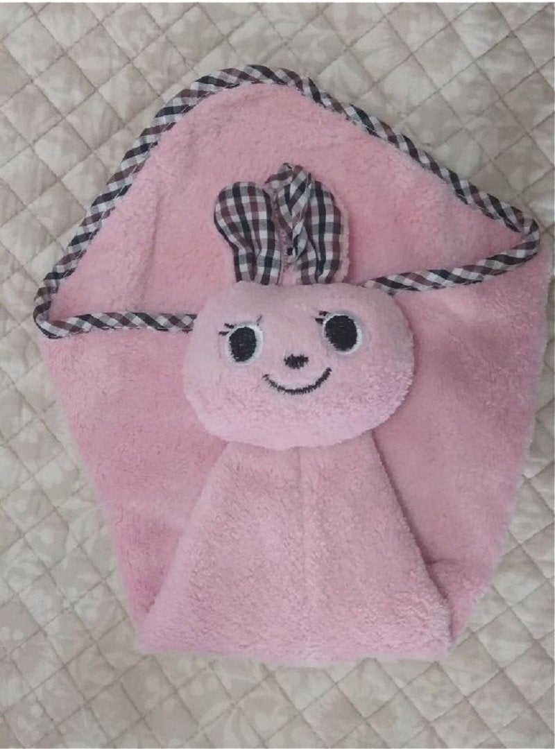 Magnusdeal Cartoon Hanging Hand Towel for Home Kitchen Bathroom Office Microfiber Absorbent Cute Cartoon Expression Hand Towel for Kitchen and Bathroom (1 Pc) (Bunny, Pink) - Image 1