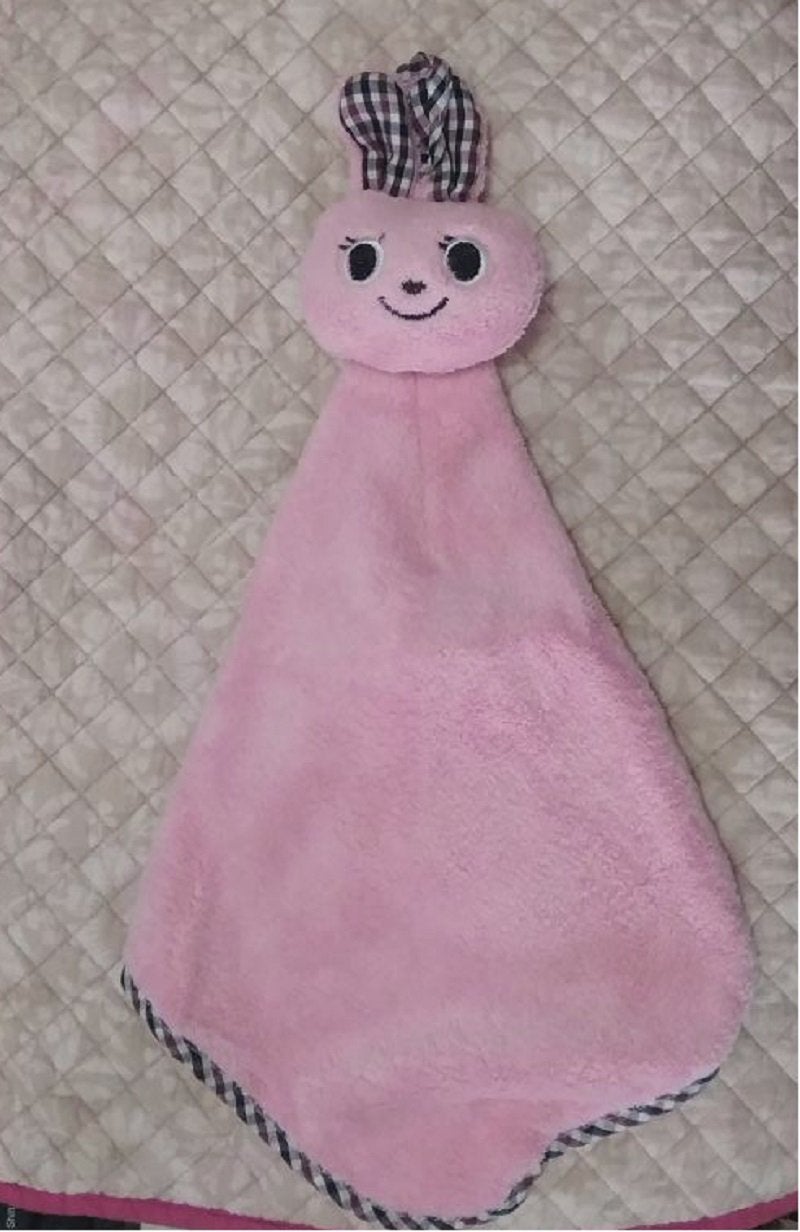 Magnusdeal Cartoon Hanging Hand Towel for Home Kitchen Bathroom Office Microfiber Absorbent Cute Cartoon Expression Hand Towel for Kitchen and Bathroom (1 Pc) (Bunny, Pink) - Image 2