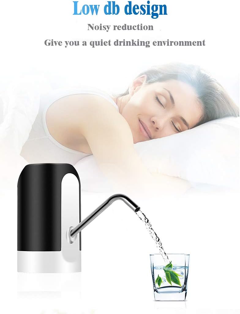 PONDI USB Rechargeable Water Dispenser with Detachable Base for 5 Gallon Bottles - Portable Dispenser with 1200mAh Battery - Smart and Automatic - Ideal for Home, Office, and Outdoor Use (USB Black/White) - Image 3