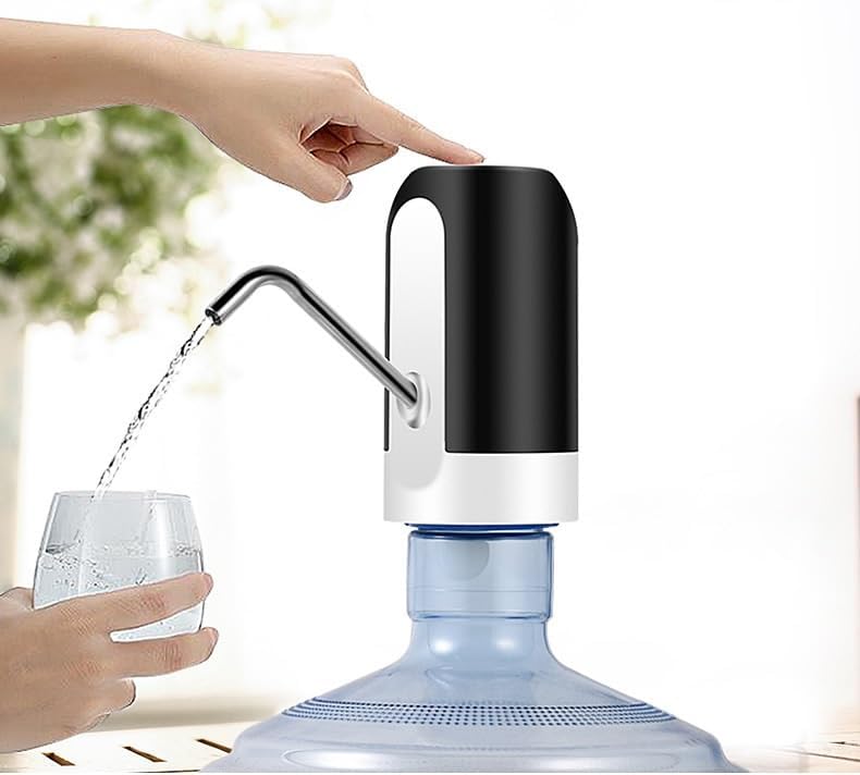PONDI USB Rechargeable Water Dispenser with Detachable Base for 5 Gallon Bottles - Portable Dispenser with 1200mAh Battery - Smart and Automatic - Ideal for Home, Office, and Outdoor Use (USB Black/White) - Image 1