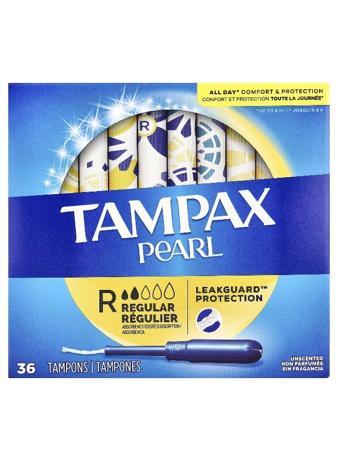 Tampax تامباكس، لؤلؤة، عادي، بدون رائحة، 36 سدادة - Image 1