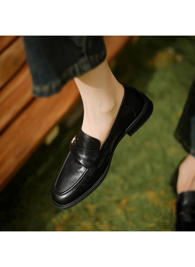 SHAKA Tire Cowhide Loafers Women'S British Style Spring New Fashion Casual College Genuine Leather Single-Layer Shoes Women'S All-Match - Image 2