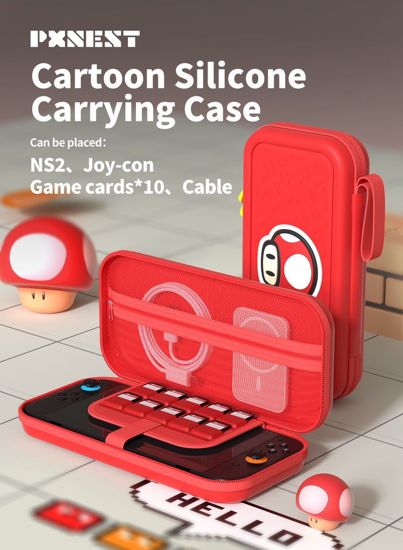 بيكسنست حقيبة حمل لجهاز نينتندو سويتش 2 2025، حقيبة سويتش 2، حقيبة حمل بنمط سيليكون منقوش ثلاثي الأبعاد لجهاز سويتش 2، ملحقات وحدة التحكم في الألعاب - Image 1
