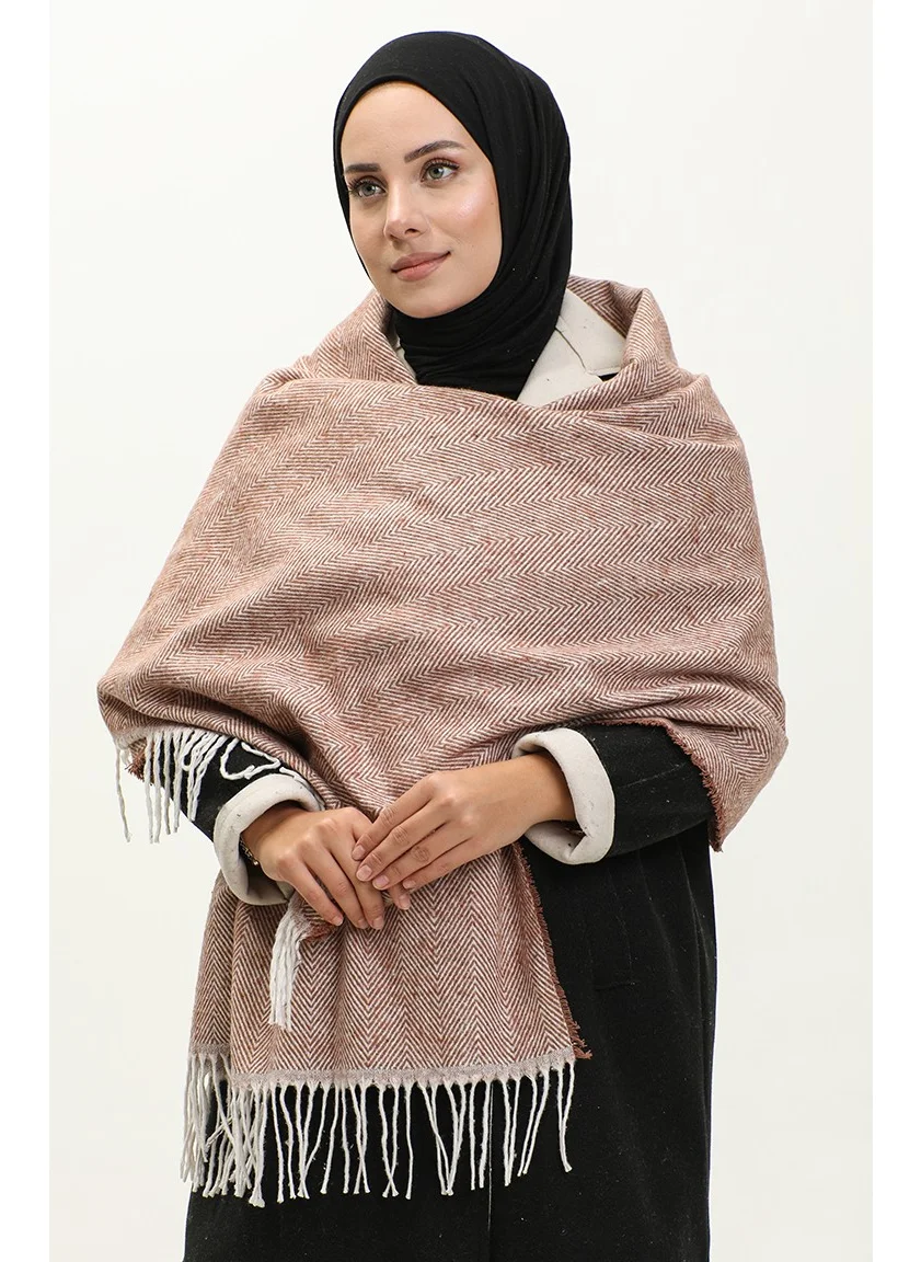 Sefa Merve Plain Acrylic Shoulder Shawl 2063-07 Tan