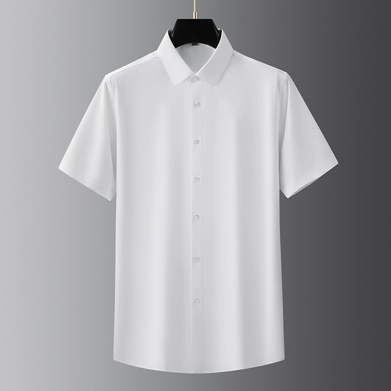 Custom Breathable Work Clothes Short-sleeved Shirt Three-proof White Shirt Mens Business Dress Regenerated Fiber Wrinkle-resistant Shirt White (short sleeve)