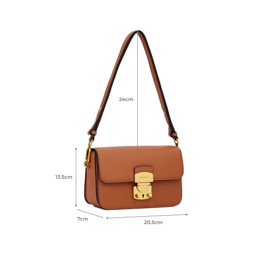 Miraggio Nicole Shoulder Bag For Women With Adjustable Detachable Crossbody Sling Strap (Brown) - Image 3