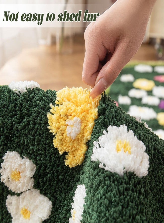 Funvalley Surperfect Cute Garden Flower Moss Rug for Bedroom, Lovely Green Moss Carpet Living Room, Irregular Flower Pattern Non Slip Water Absorbent Modern Aesthetic Soft Microfiber Decorative Carpet(19.68x31.5 Inches) - Image 5