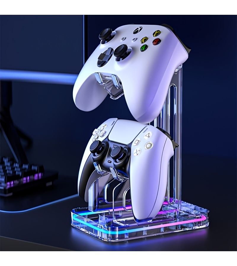 حامل شحن لجهاز تحكم RGB مع قاعدة شفافة أنيقة ومكان مخصص للسماعات - Image 2
