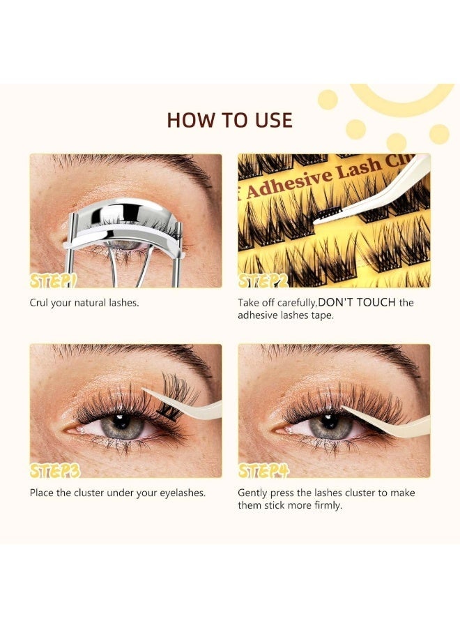 MiMi & BeiBei 80Pcs Pre Bond Lash Clusters  Self Adhesive Eyelashes Clusters Kit, False Eyelashes Pre Glued Lash Clusters Wispy Lashes Kit with Tweezers, Press On Glueless Individual Lash Extension Set 10/12/14/16mm - Image 5