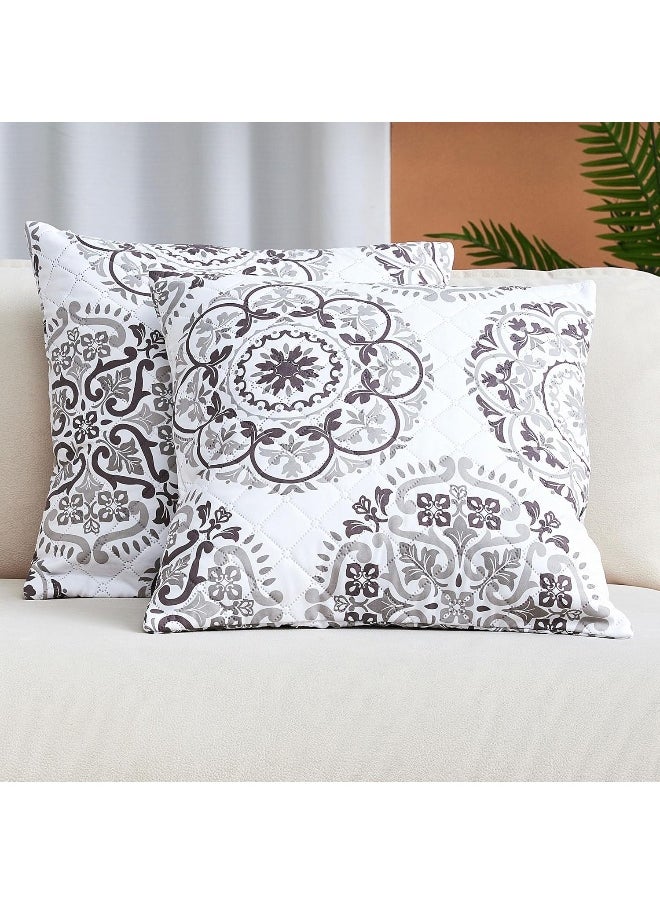mellanni - Mellanni Ultrasonic 20x20 Pillow Covers - Set of 2 Decorative Pillow Covers - with Pinsonic Stitching - for Living Room and Couch Pillows - Wrinkle, Shrink Resistant (20x20, Coverlet Rossete Gray) - Image 1