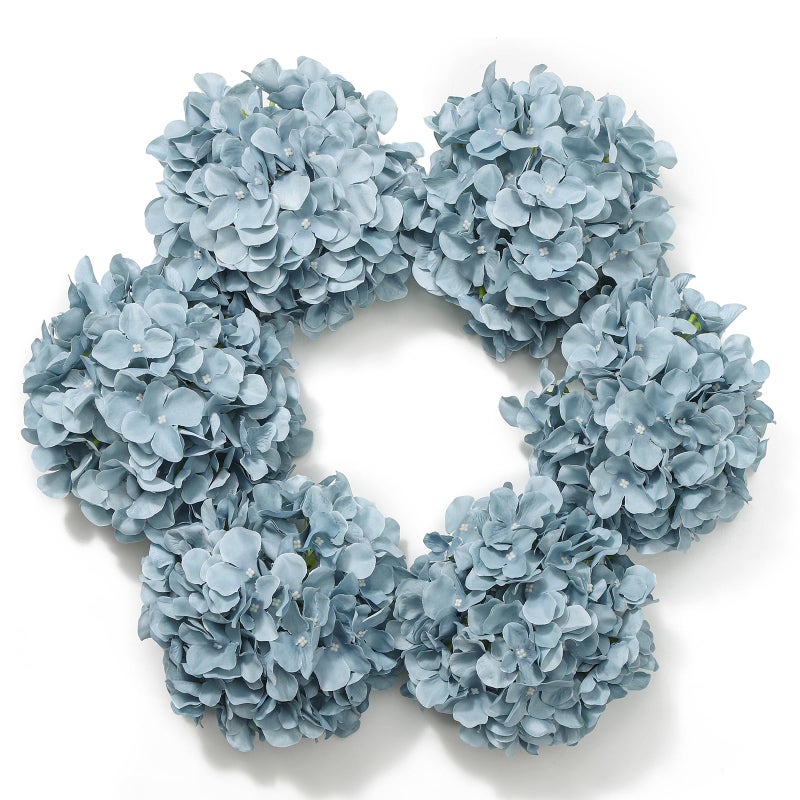 DuHouse Silk Hydrangea Artificial Flower Heads with Stems Fake Hydrangeas Flowers for DIY Wedding Centerpiece Home DecorPack of 6 Dusty Blue - Image 2