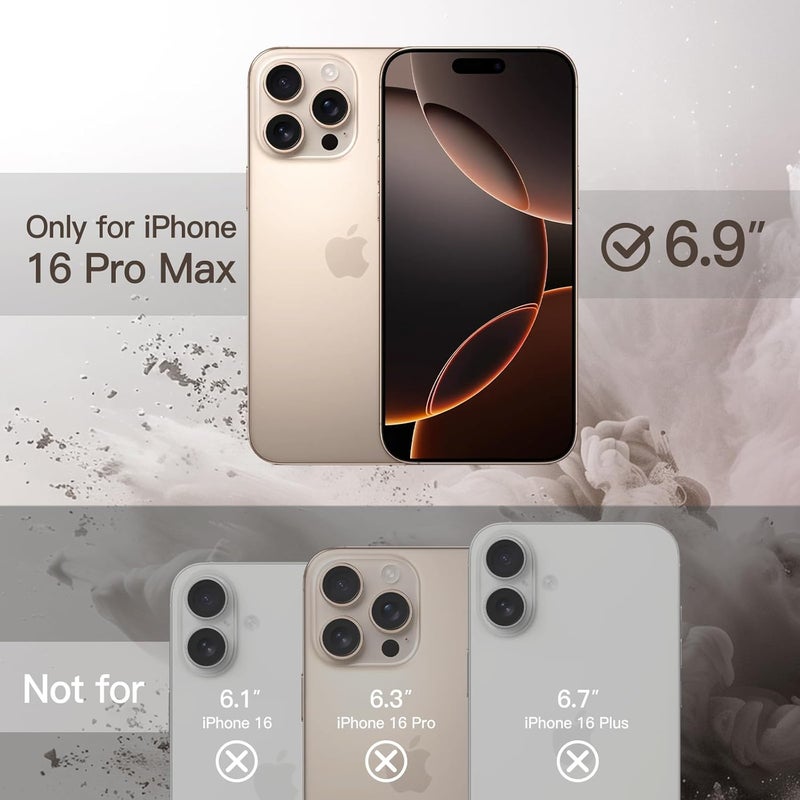 جي تيك جراب مغناطيسي لهاتف iPhone 16 Pro Max مقاس 6.9 بوصة متوافق مع Magsafe، غطاء ممتص للصدمات للهاتف، إطار TPU غير لامع بلون سادة، ظهر شفاف مضاد للخدش من التيتانيوم الصحراوي - Image 2