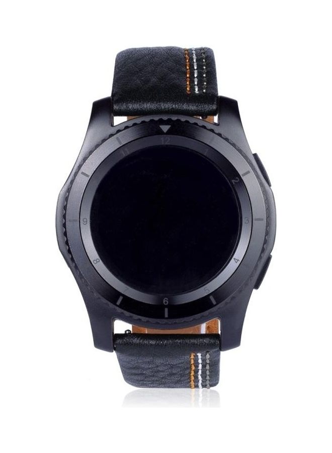 NIBEMINENT Three Lines Pattern Top-grain Leather Wrist Watch Band for Samsung Gear S3 22mm Black  - Image 3