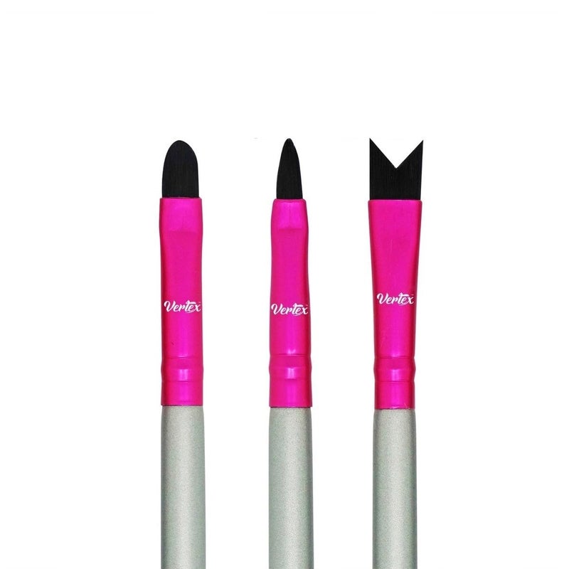 VERTEX Lip Brush For Lipstick Top Lip Stencil V Shape Multi Purpose Eyeliner Eyebrow Concealer Makeup Brushes 3pcs Round Head Blending Applicator Travel Reusable For All Day Red Nude Matte Pink Cream Gloss - Image 4