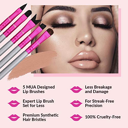 VERTEX Lip Brush For Lipstick Top Lip Stencil V Shape Multi Purpose Eyeliner Eyebrow Concealer Makeup Brushes 3pcs Round Head Blending Applicator Travel Reusable For All Day Red Nude Matte Pink Cream Gloss - Image 5