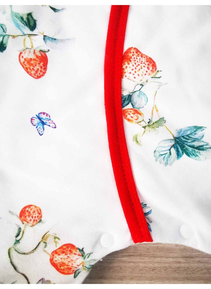 Baby Cotton Split Leg Sleeping Romper, Thin Quilted Zipper Jumpsuit with Strawberry Print - Image 5