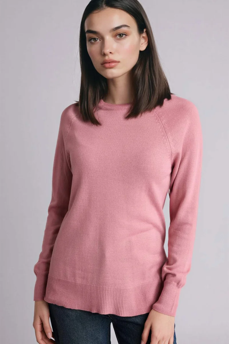 ديفاكتو Relax Fit Crew Neck Basic Knit Pullover