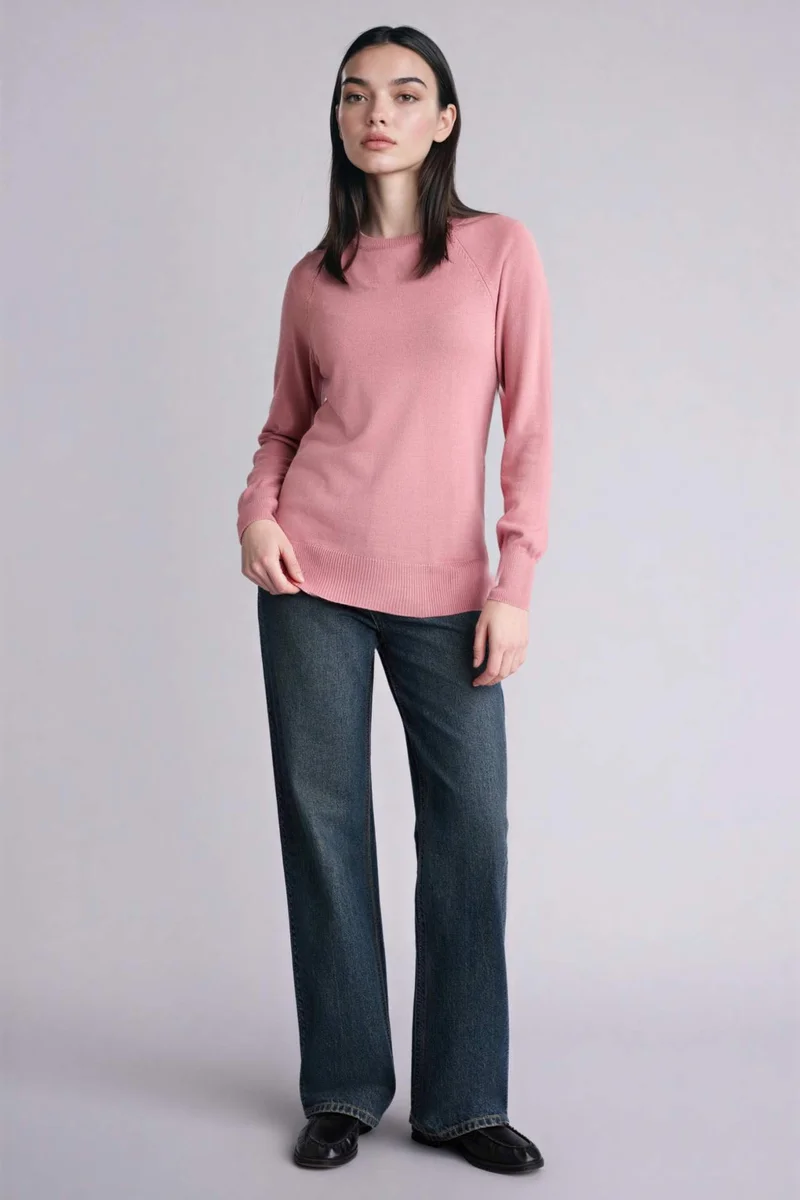 ديفاكتو Relax Fit Crew Neck Basic Knit Pullover