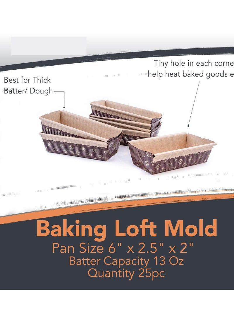 Excefore Paper Loaf Pan, Disposable Paper Baking Loft Mold 25ct, All Natural, Recyclable, Microwave Oven Freezer Safe,Perfect for Beautifully Displaying Baked Goods, 6"x 2.5"x2" - Image 4