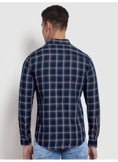 Beyoung Long Sleeve Navy Blue Line Multi Checked Shirts for  - Image 3