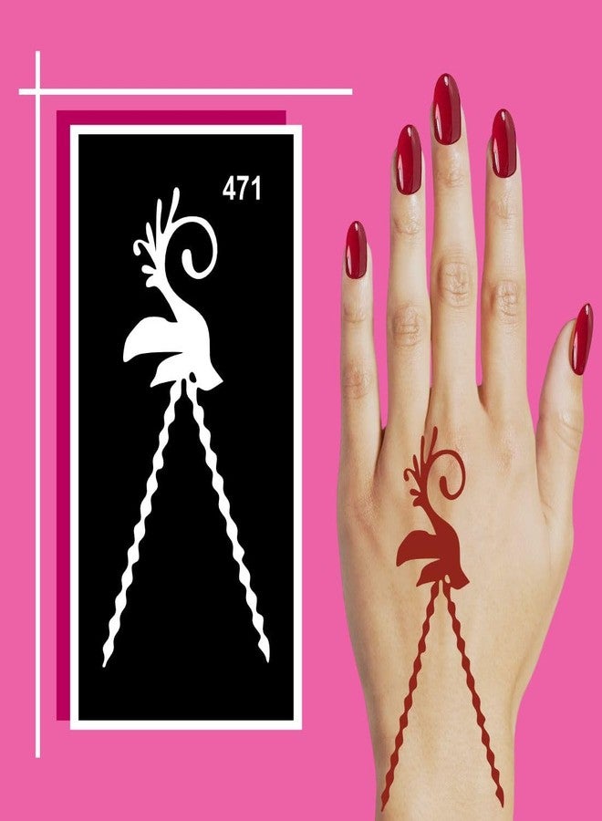Komstec Reusable Henna Stencil Combo For Back Hand, Easy To Apply & Remove - Image 5