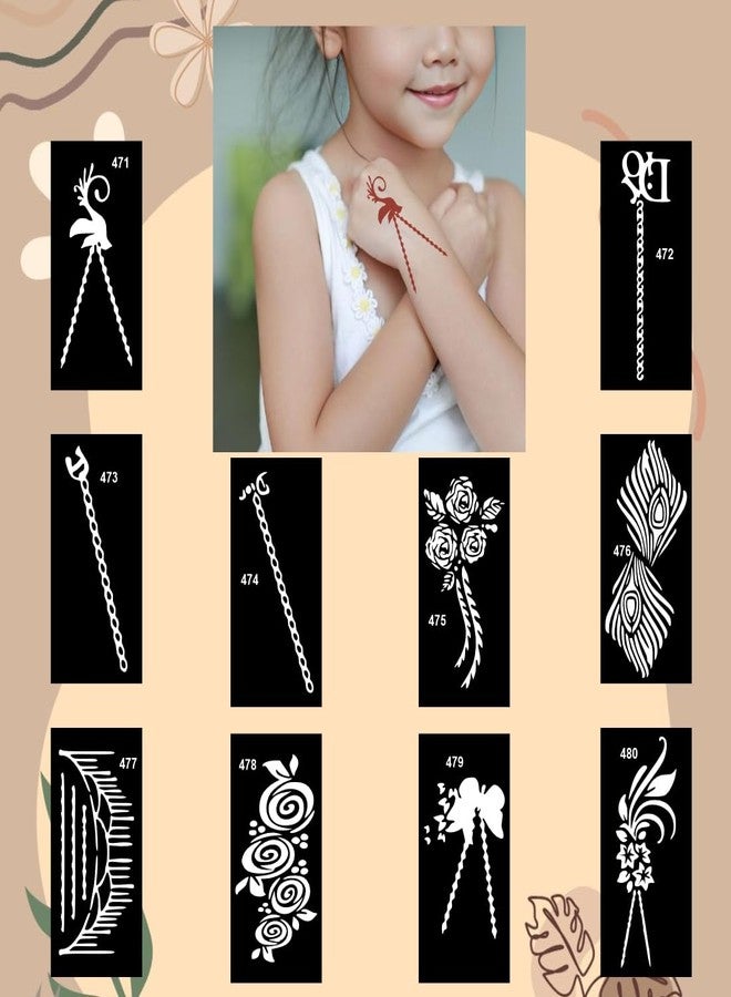 Komstec Reusable Henna Stencil Combo For Back Hand, Easy To Apply & Remove - Image 4
