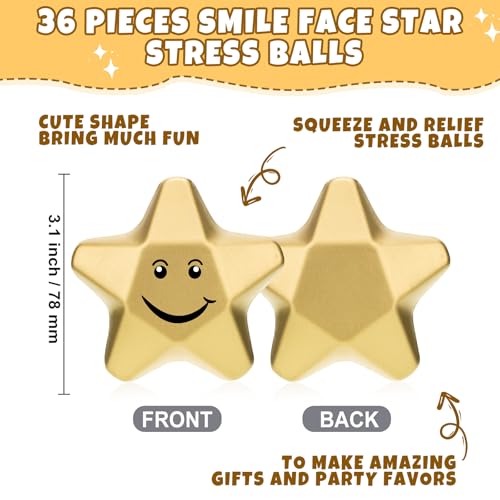 Deekin 36 Pieces Star Stress Balls Mini Foam Ball Stress Relief Squeeze Toys Mini for Kids Teens and Student Adults Gifts Bag Fillers at Work School HomeSmile31 Inch - Image 5