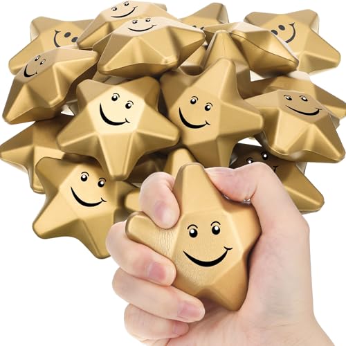 Deekin 36 Pieces Star Stress Balls Mini Foam Ball Stress Relief Squeeze Toys Mini for Kids Teens and Student Adults Gifts Bag Fillers at Work School HomeSmile31 Inch - Image 1
