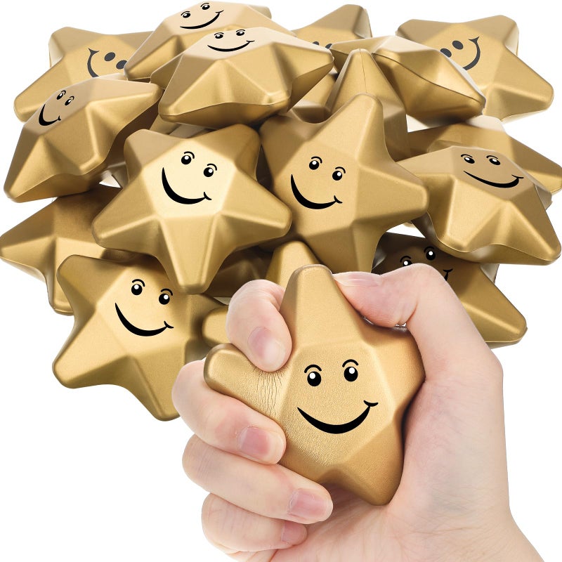 Deekin 36 Pieces Star Stress Balls Mini Foam Ball Stress Relief Squeeze Toys Mini for Kids Teens and Student Adults Gifts Bag Fillers at Work School HomeSmile31 Inch - Image 3