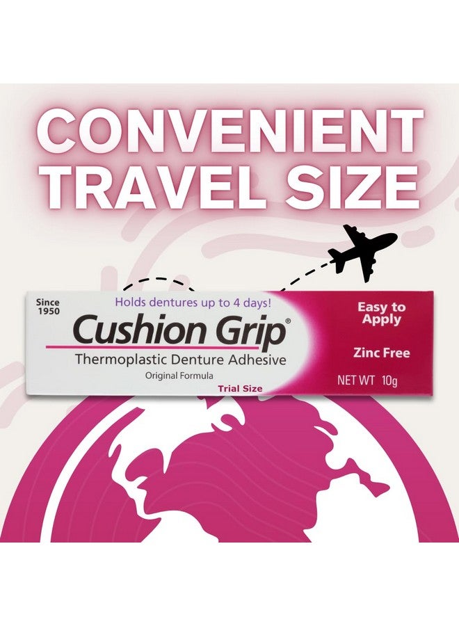 Cushion Grip Thermoplastic Denture Adhesive, 0.35 oz Travel Size | Refits and Tightens Loose Dentures On The Go | Non-Glue Adhesive, Acts Like a Soft Reliner (Pack of 2) - Image 2