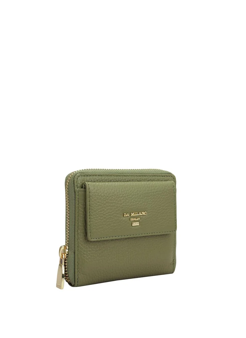دا ميلانو محفظة نسائية جلد طبيعي دا ميلانو خضراء