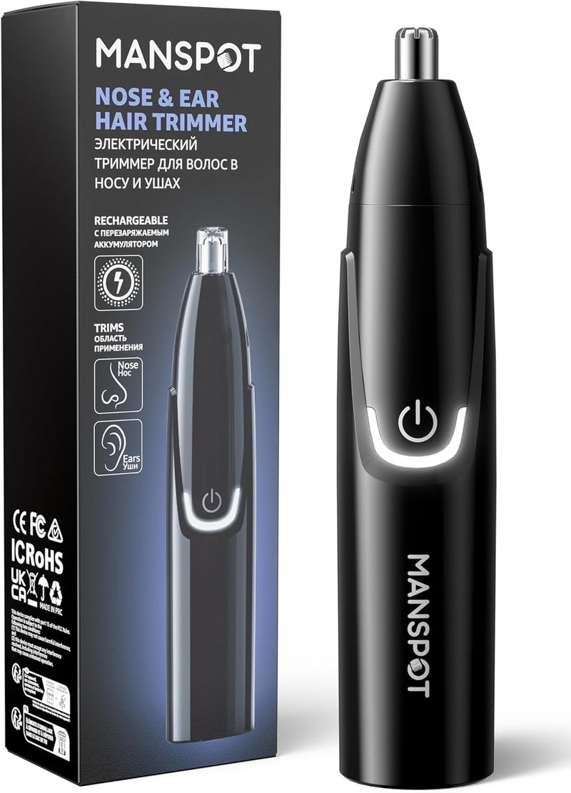 MANSPOT Nose & Ear Hair Trimmer for Men – Painless Nose Hair Trimmer Rechargeable with 8000-RPM Powerful Motor, Dual-Edge Blades, IPX6 Waterproof, USB-C Charging, 90min Runtime & Detachable Head - Image 1