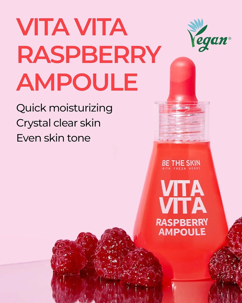 BE THE SKIN Vitavita Raspberry Ampoule Radiance Boosting Face Serum for Even Skin Tone and Enhanced Elasticity with Niacinamide Vitamin C 11 Peptides 101 floz - Image 2