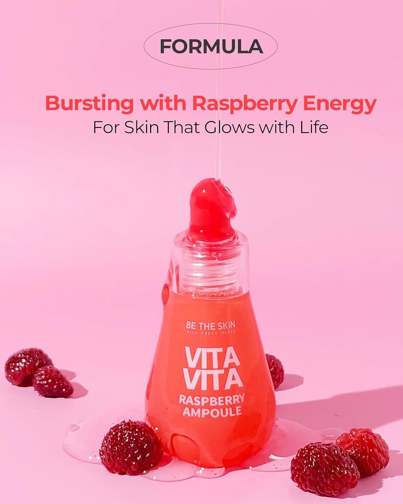 BE THE SKIN Vitavita Raspberry Ampoule Radiance Boosting Face Serum for Even Skin Tone and Enhanced Elasticity with Niacinamide Vitamin C 11 Peptides 101 floz - Image 4