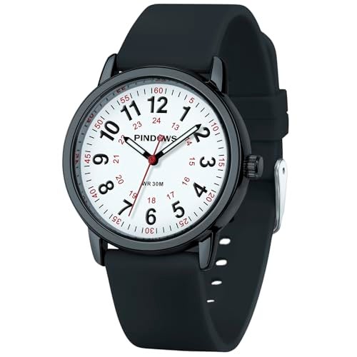 PINDOWS Women's Nurse Watch, 12/24 Hour Display, Luminous Dial, Soft Silicone Band, Waterproof to 30m - Image 1