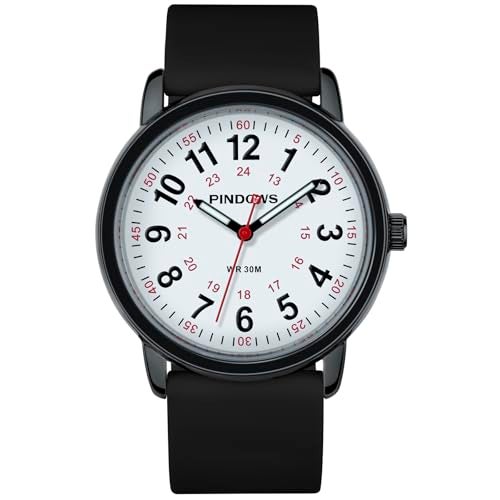 PINDOWS Women's Nurse Watch, 12/24 Hour Display, Luminous Dial, Soft Silicone Band, Waterproof to 30m - Image 2