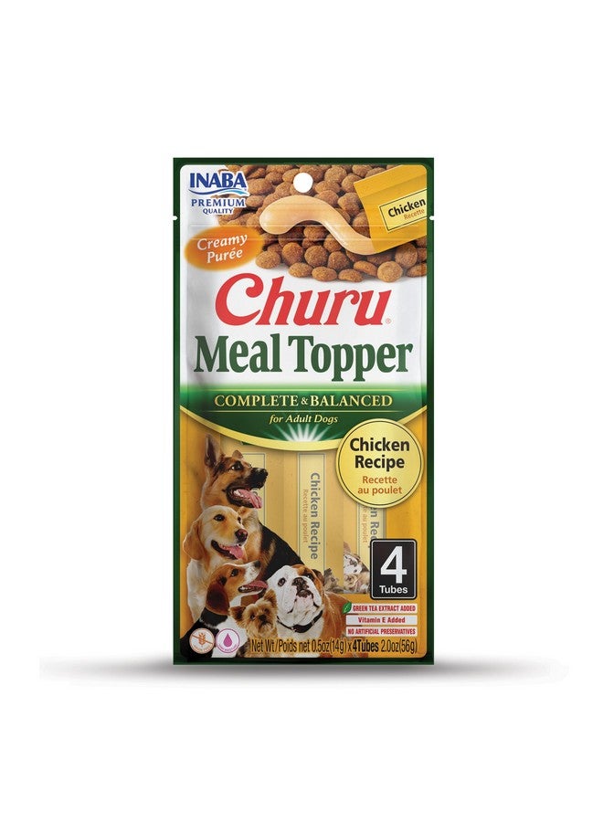 INABA Churu Meal Topper for Dogs, Complete & Balanced, Creamy, Lickable Purée Dog Food Topper, 0.5 Ounce Tube, 4 Tubes (4 per Pack) Chicken Recipe - Image 1