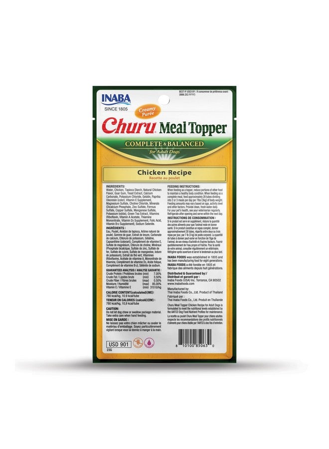 INABA Churu Meal Topper for Dogs, Complete & Balanced, Creamy, Lickable Purée Dog Food Topper, 0.5 Ounce Tube, 4 Tubes (4 per Pack) Chicken Recipe - Image 2