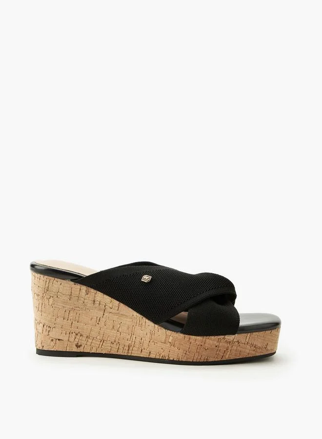 Surestep BLACK Women Textured Wedge Heel Sandals for Women | Best Price UAE