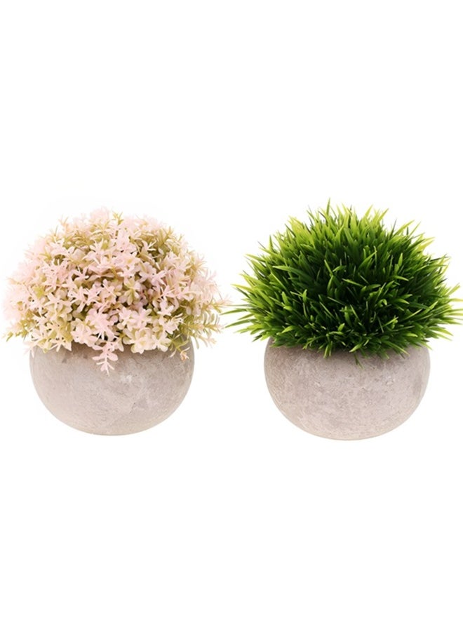 Beauenty Mini Artificial Plants,artificial Flowers,potted Plants,small Shrubs,artificial Plants|office/kitchen/bathroom/bedroom/room/shelf/party/home/beach Garden Decorative Artificial Plant Set(2pcs)  - Image 1
