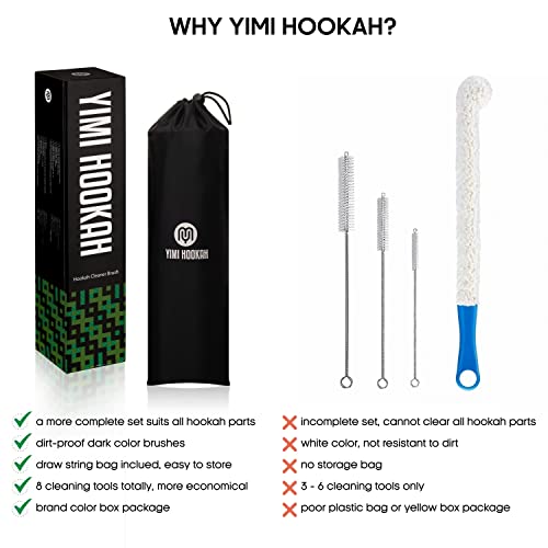 MY YIMI HOOKAH Yimi Hookah® Cleaning Kit | Flexible Drain Brush | V Shape Angled Brush | Test Tube Brushes and Micro Brush | Decanter Cleaning Beads | Flexible Bottle Scourer| Hookah Shisha Brush Set. - Image 2