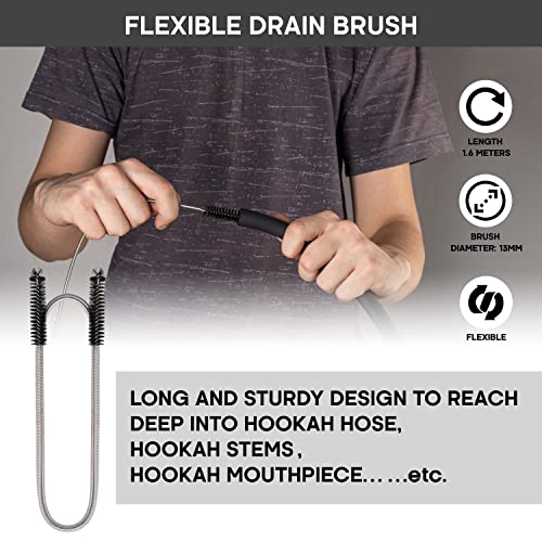 MY YIMI HOOKAH Yimi Hookah® Cleaning Kit | Flexible Drain Brush | V Shape Angled Brush | Test Tube Brushes and Micro Brush | Decanter Cleaning Beads | Flexible Bottle Scourer| Hookah Shisha Brush Set. - Image 4