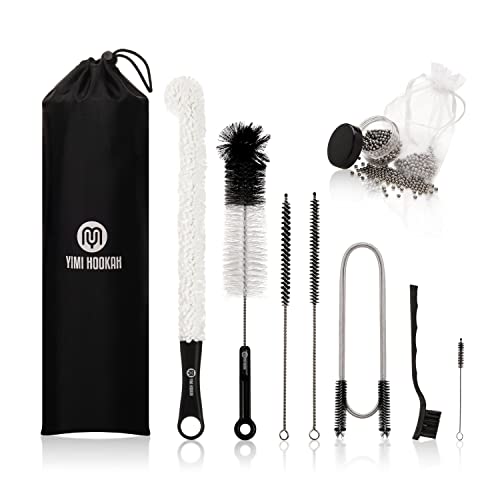MY YIMI HOOKAH Yimi Hookah® Cleaning Kit | Flexible Drain Brush | V Shape Angled Brush | Test Tube Brushes and Micro Brush | Decanter Cleaning Beads | Flexible Bottle Scourer| Hookah Shisha Brush Set. - Image 1