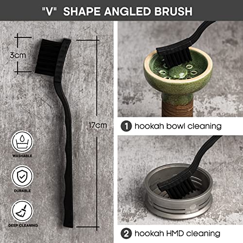 MY YIMI HOOKAH Yimi Hookah® Cleaning Kit | Flexible Drain Brush | V Shape Angled Brush | Test Tube Brushes and Micro Brush | Decanter Cleaning Beads | Flexible Bottle Scourer| Hookah Shisha Brush Set. - Image 3