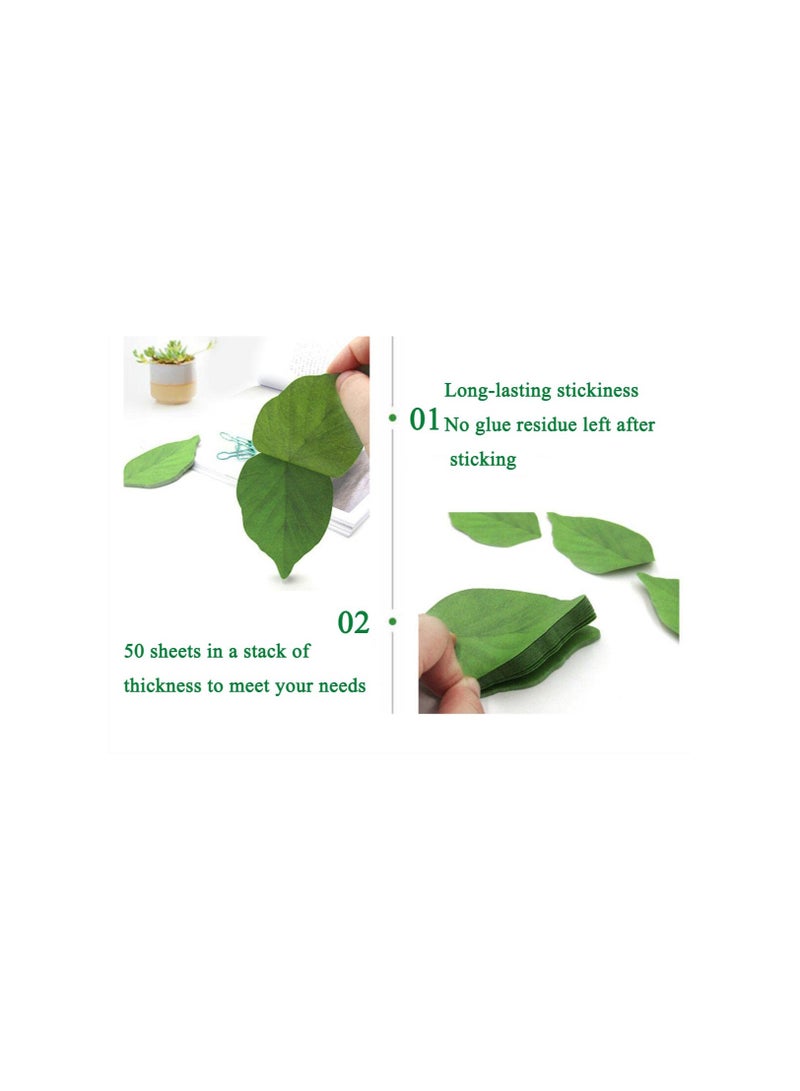 SOLARAE Beautiful Green Leaf-Shaped Sticky Notes Stickers - 8 Packs of Removable Self-Stick Scratch Pads for Recording and DIY Projects, Perfect for Notepads and Organization. - Image 5