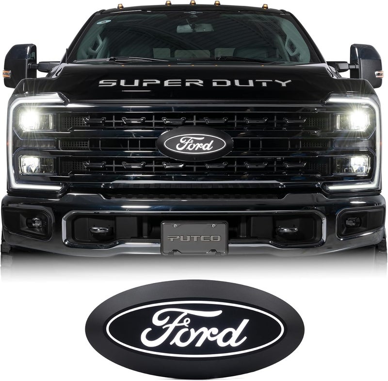 Putco Luminix White LED Oval Light Up Grille Emblem for Ford F250, F350, F450 (2011-2025) - Image 1