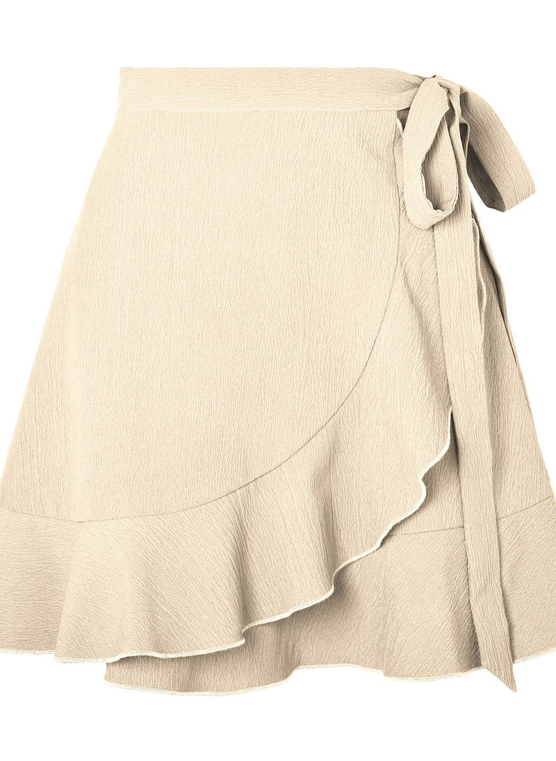 Loquat - Women's One-piece Lace-up High Waist Solid Color Peplum Short Skirt - Image 1