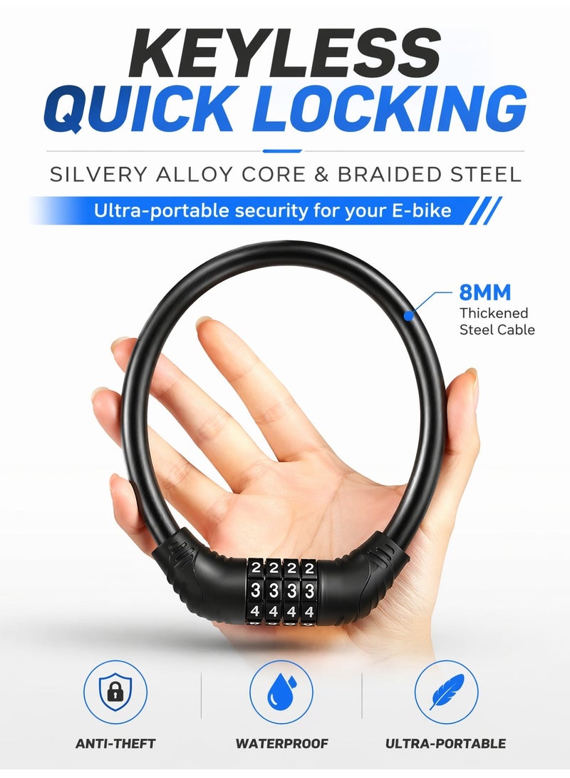 ITQAN RASEEL Heavy Duty Bike Chain Lock Waterproof Combination Code Anti Theft Cable Lock for Electric Bikes Scooters Outdoor Use - Image 2